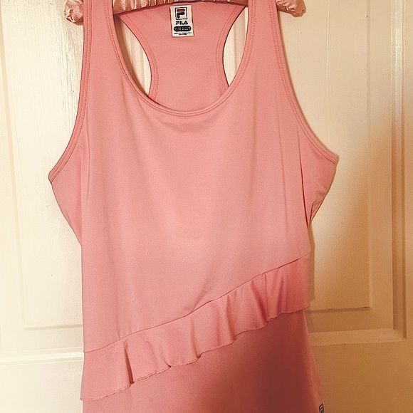 FILA Womens Tennis Racerback Tank with Ruffle Pink Size L - Picture 1 of 6